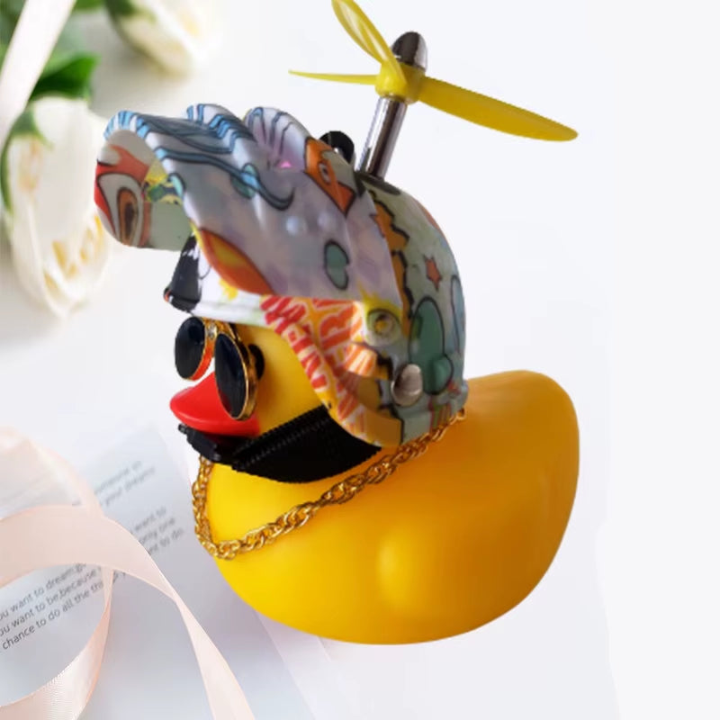 Car Broken Wind Helmet Small Yellow Duck Car Decoration Accessories Wind-Breaking Wave-Breaking Duck Cycling Ornament Goods Gift